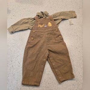 Disney Brown Overalls with Character Design